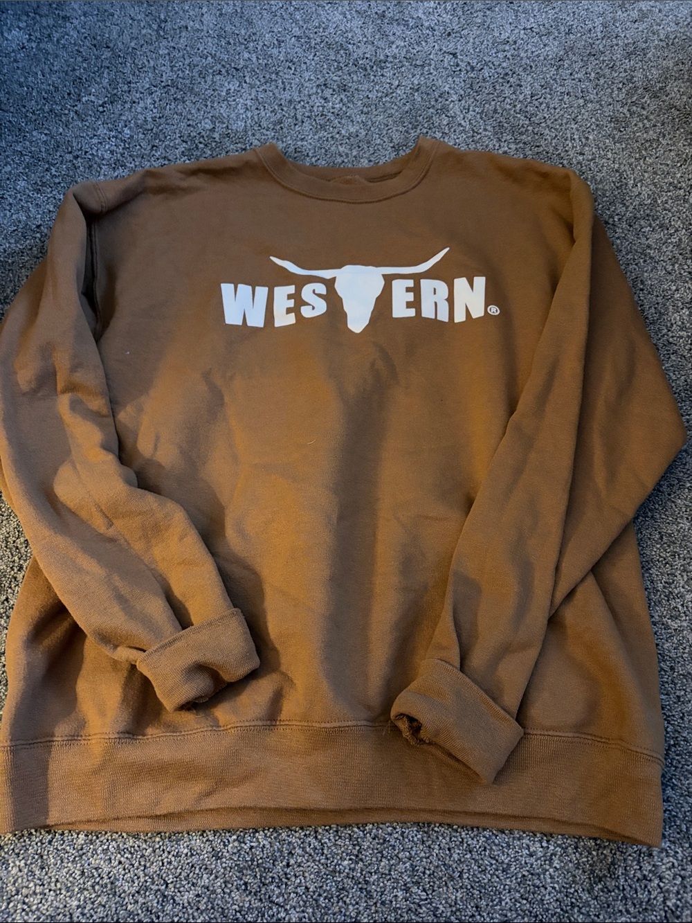 Western Logo Brown Crewneck Sweater